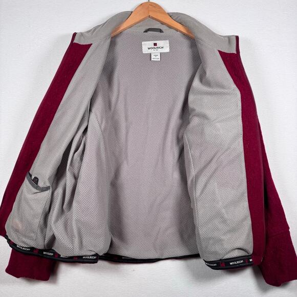 Woolrich Jacket Womens XL Red Wool Full Zip Grip Waist Mesh Lined Coat Mock Neck - Picture 3 of 13